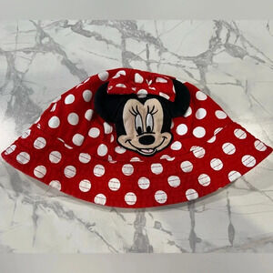Disney Minnie Mouse Bucket Hat Sun Hat Red Polka  Dots Baby O/S Girl